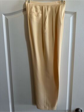 Classic High-Waist Pleated Trousers — Pale Yellow